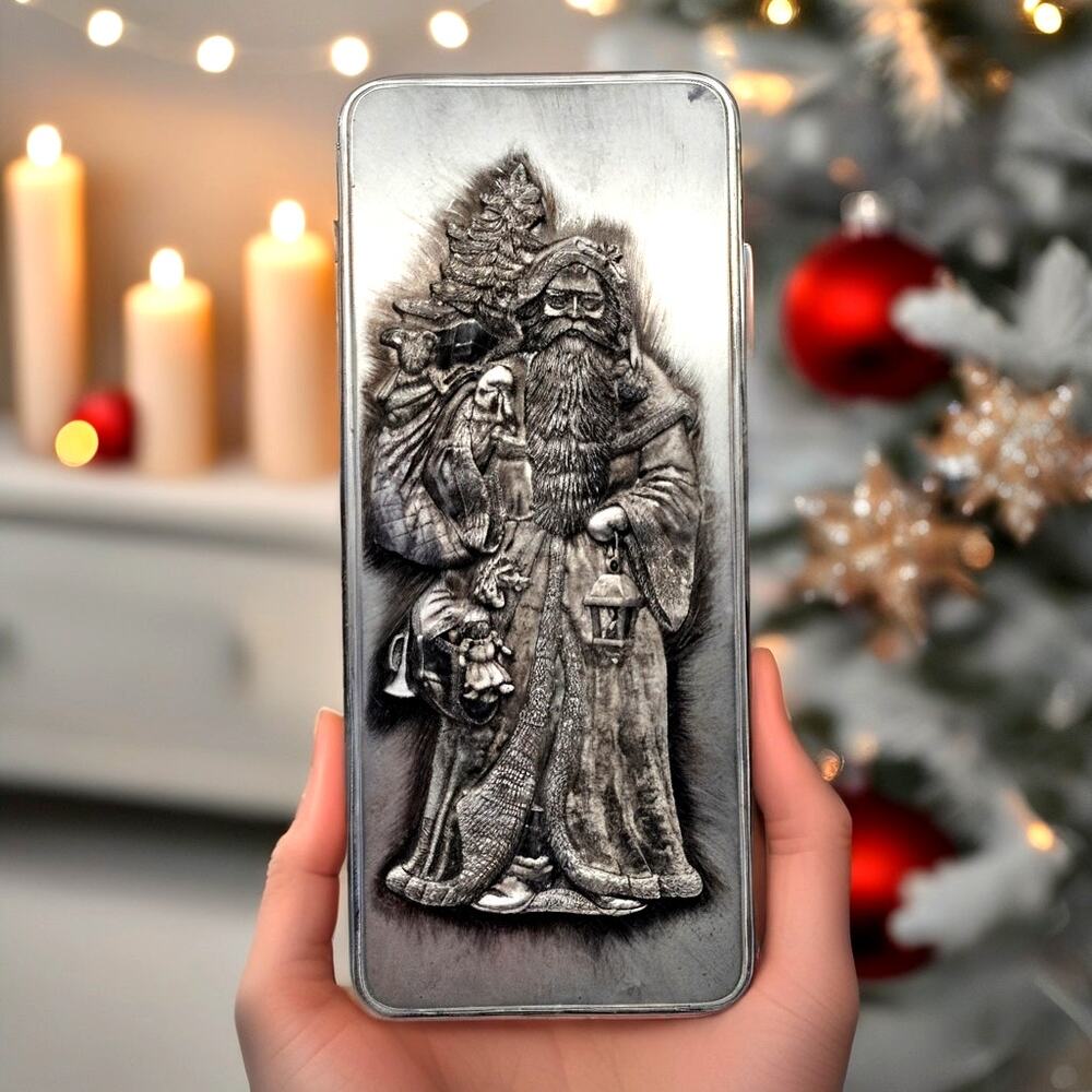 Metzke Pewter 1331 Old World Santa Cast Pewter Box Christmas Holiday Collectible